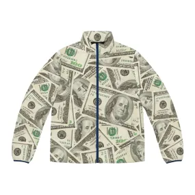 100 Dollar Bills Puffer Jacket - Stylish and Unique Urban Outerwear