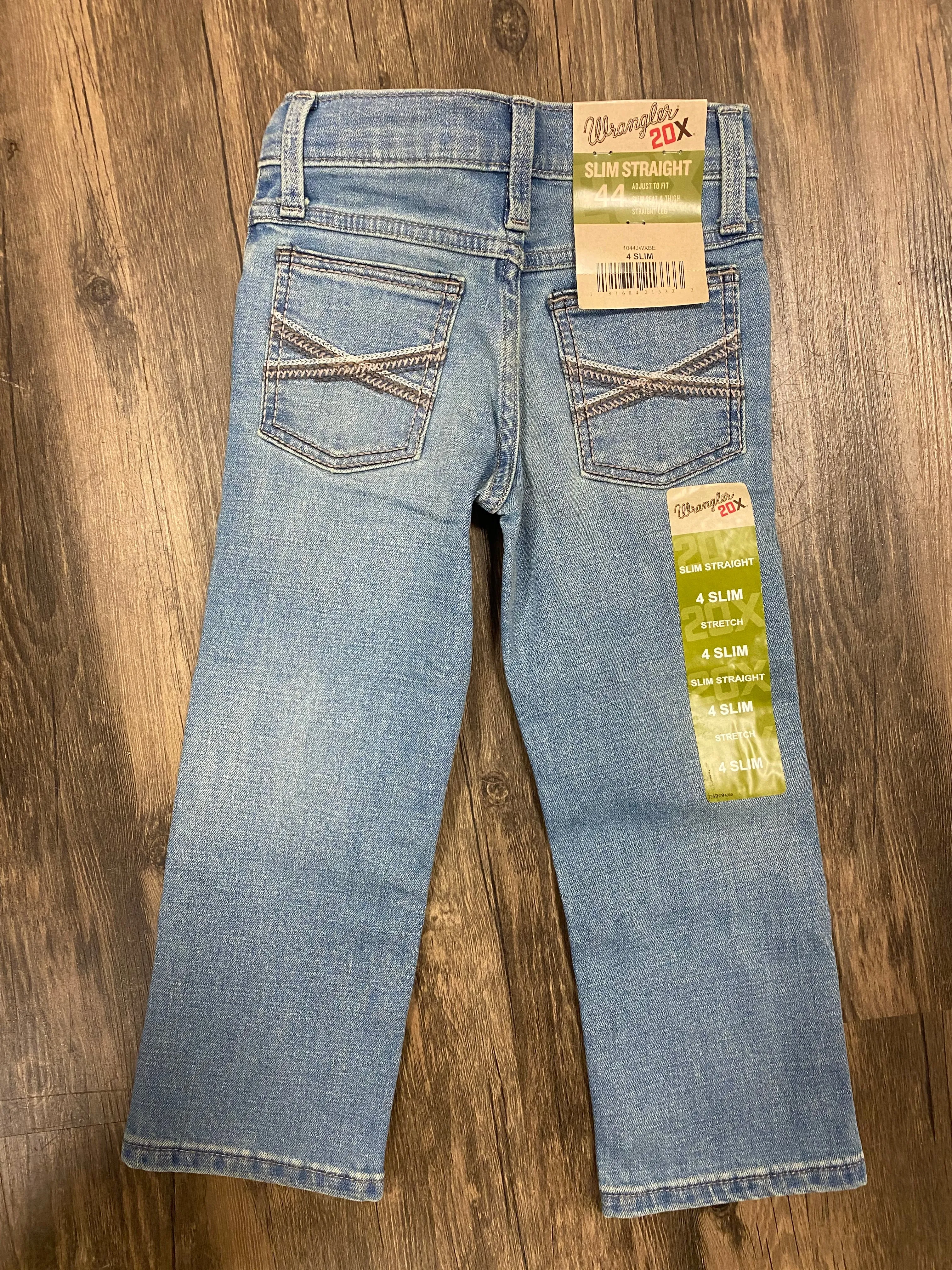 1044JWXBE - Wrangler Boy's 20X Slim Straight 44 Jean - Lightwash