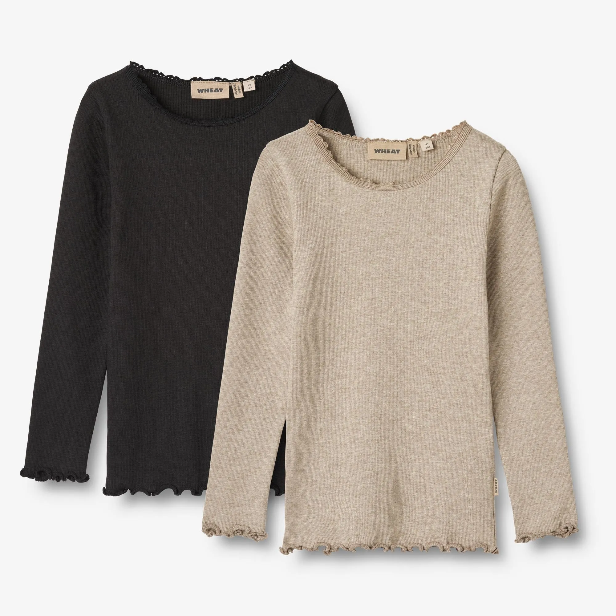 2 Rib T-Shirt L/S Reese - gravel melange black