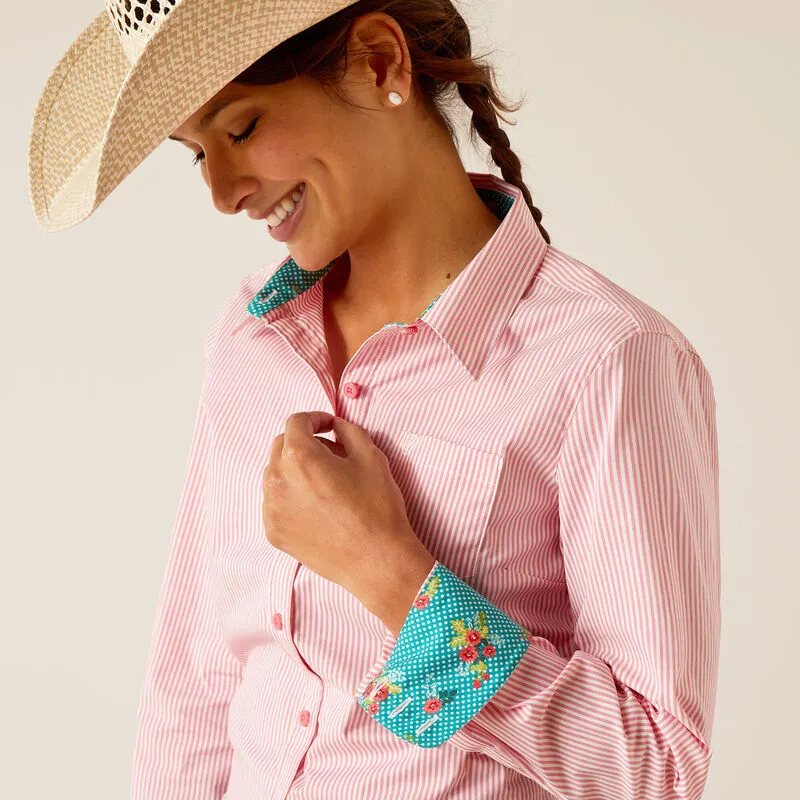 Ariat Ladies Kirby Stretch Shirt Camellia Rose Stripe 10048884