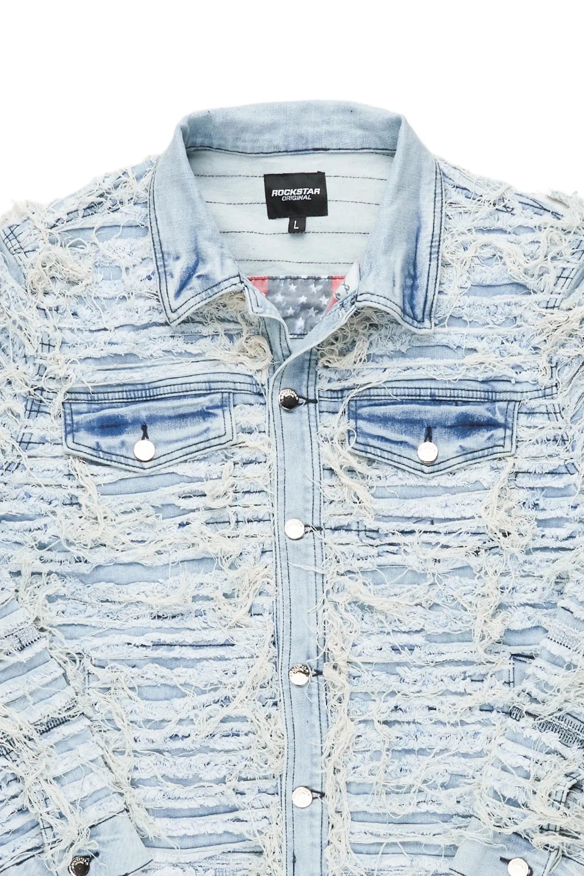 Ayan Blue Distressed Denim Jacket