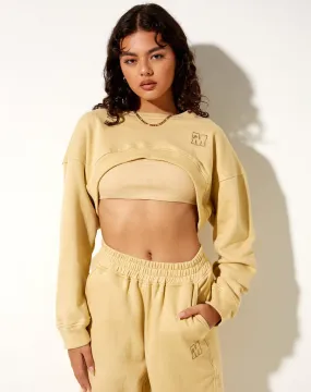 Bacel Cropped Sweatshirt in Custard M Embro