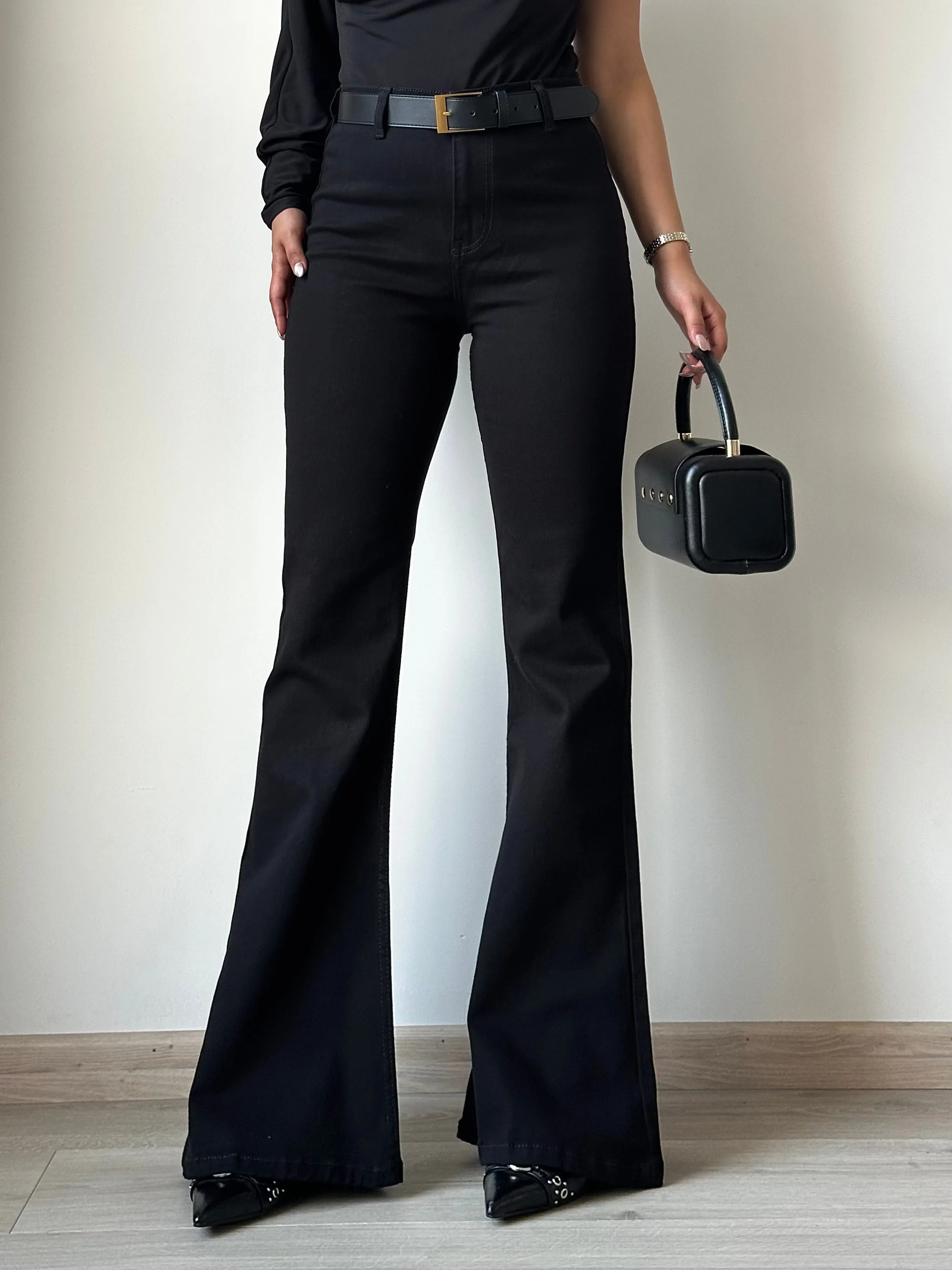 Black Ultra High Rise Flare Jeans