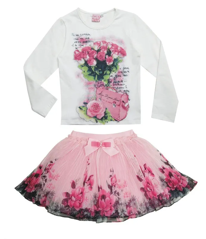 Boutique Outfits Sets For Cute Kids Girl Print Floral Long Sleeve Shirts Tops