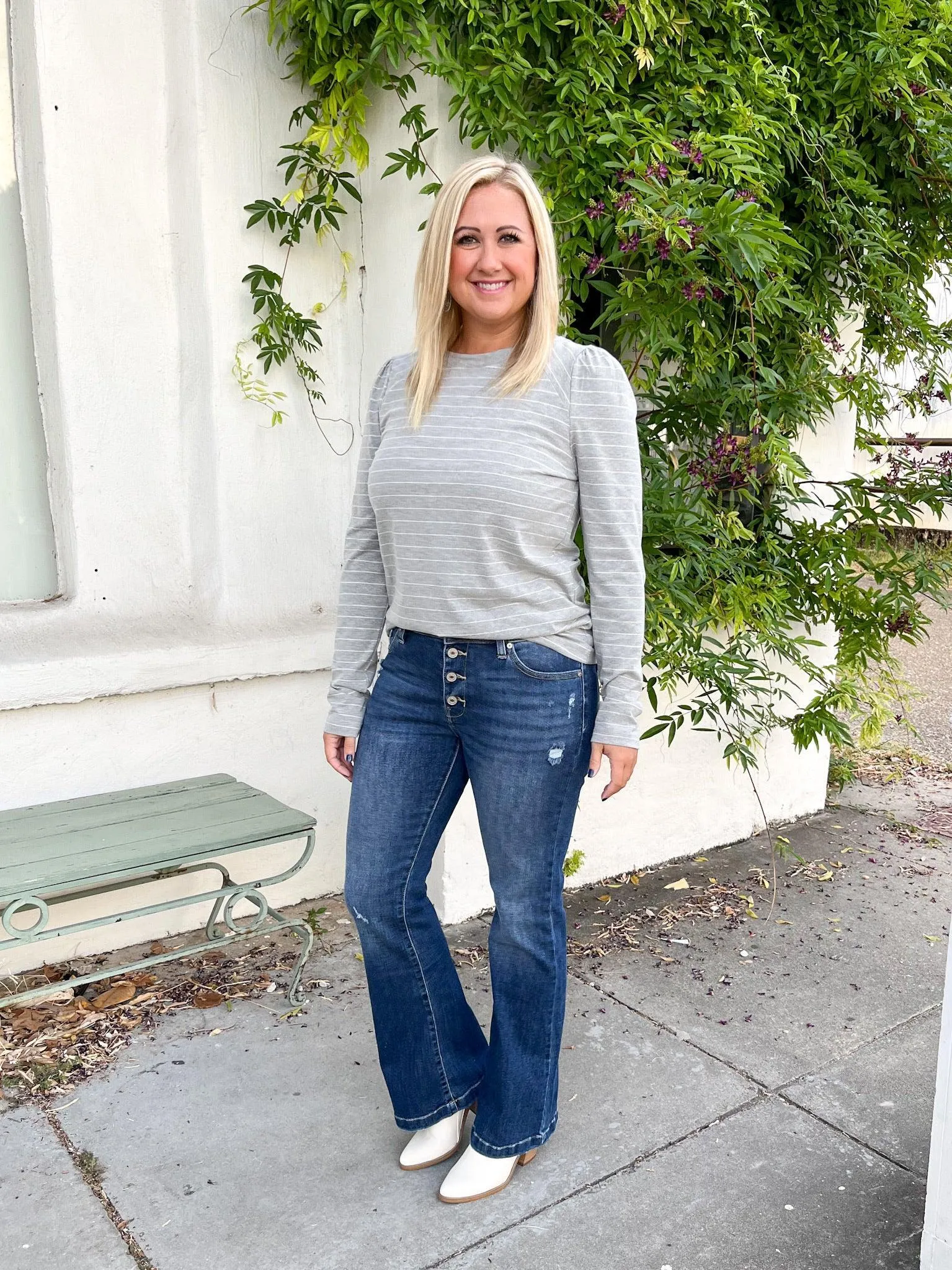 Buttoned Up Bootcut Jeans