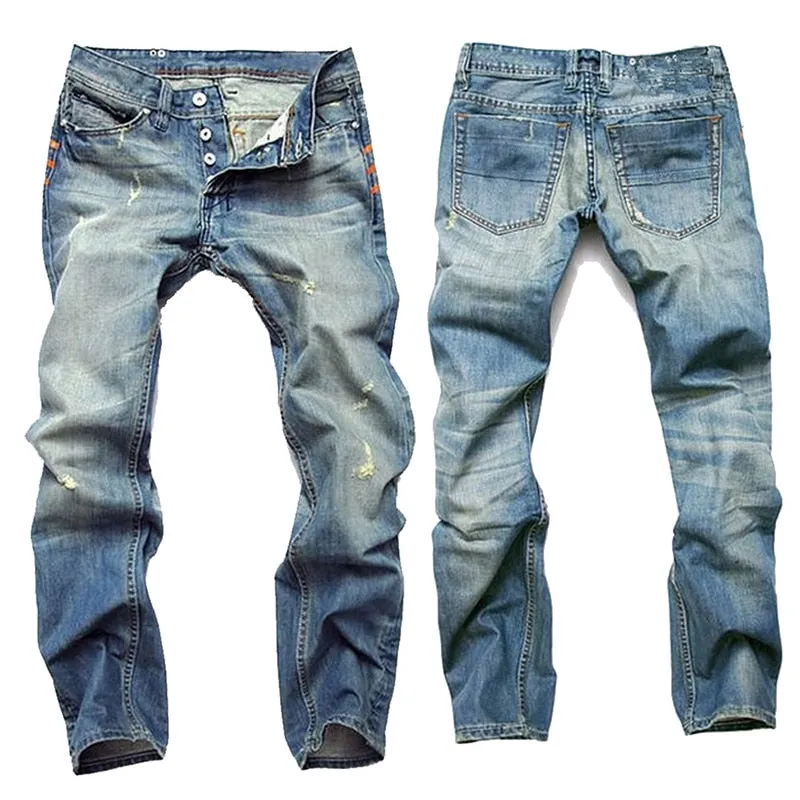 Casual Straight Slim Cotton Denim Men Jeans