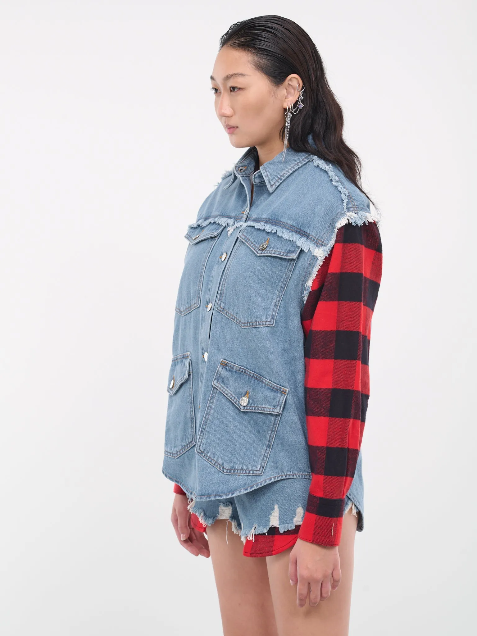 Check Denim Shirt (J0508-8737-BLUE)