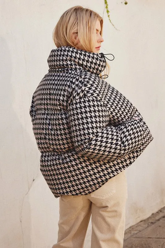 Check Me Out Houndstooth Puffer Jacket