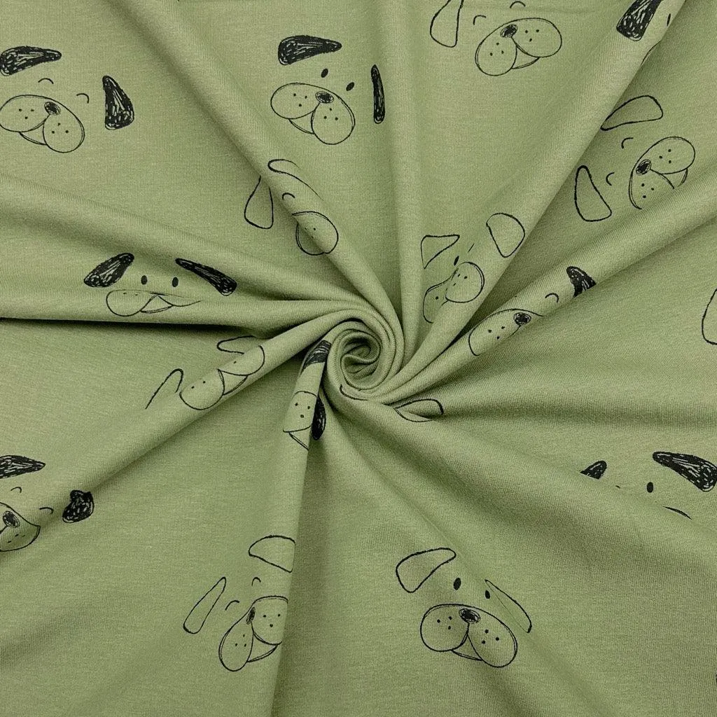 Dog Faces Sweatshirt Fabric