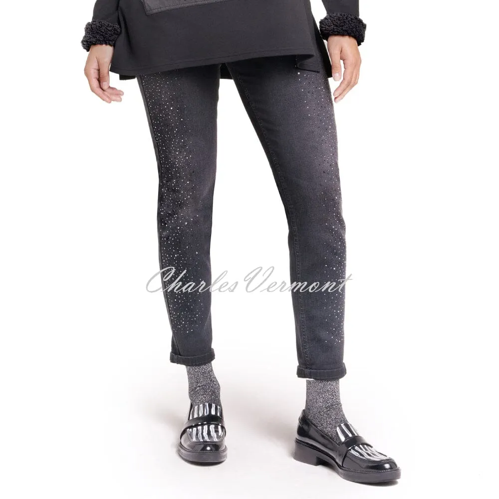 Doris Streich Black And Silver Rhinestone Jeans - Style 845197-99