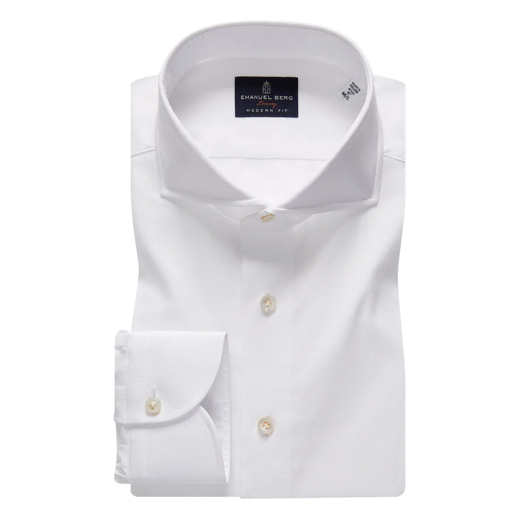 Emanuel Berg Luxury White Modern Fit Dress Shirt