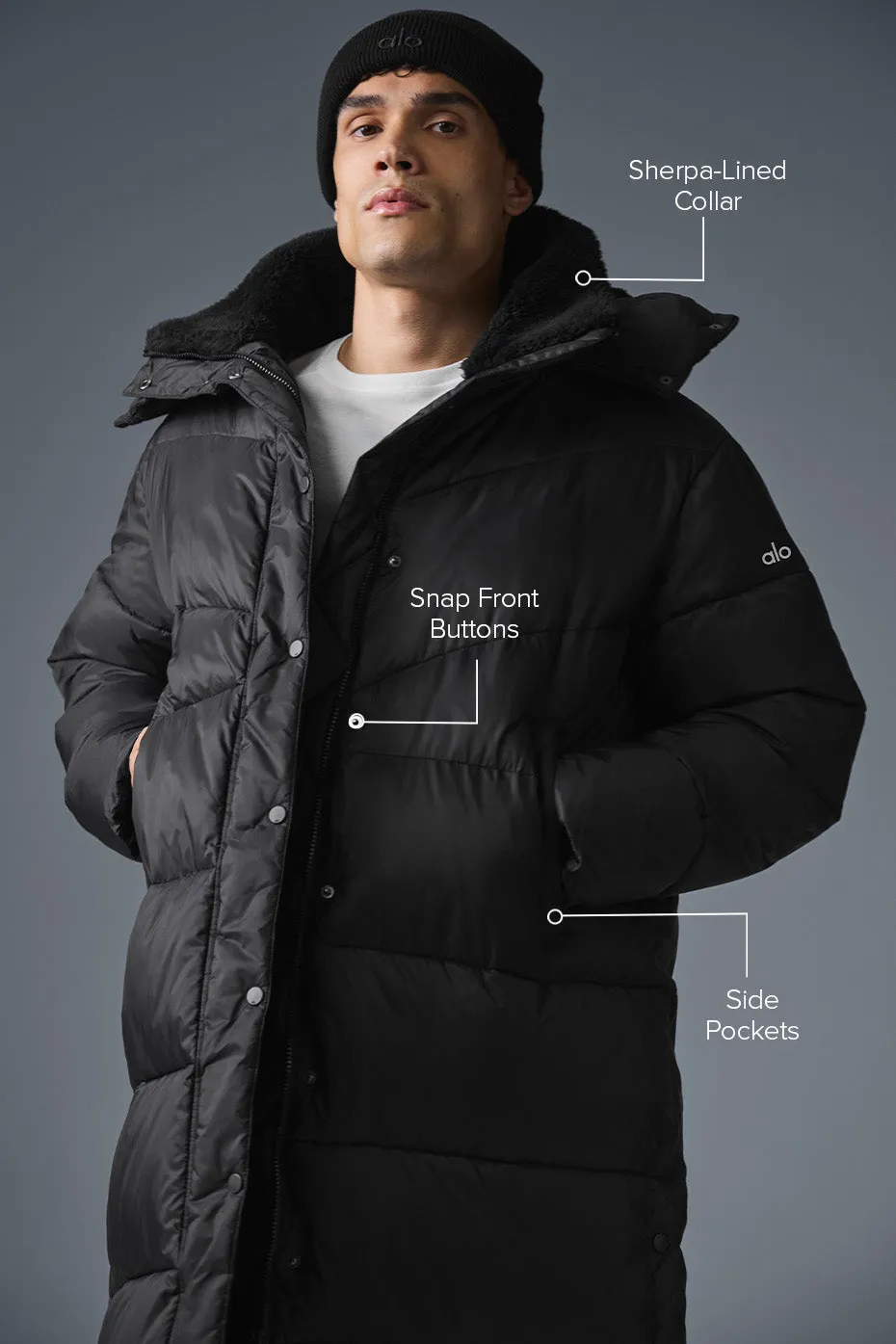 Gold Rush Puffer Trench - Black