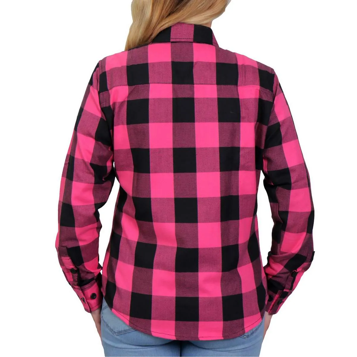 Hot Leathers FLL3005 Ladies Black and Pink Long Sleeve Flannel