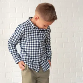 Infant & Toddler Boys Blue Plaid Woven Plaid Shirt