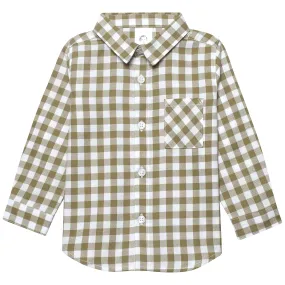 Infant & Toddler Boys Tan Plaid Woven Plaid Shirt