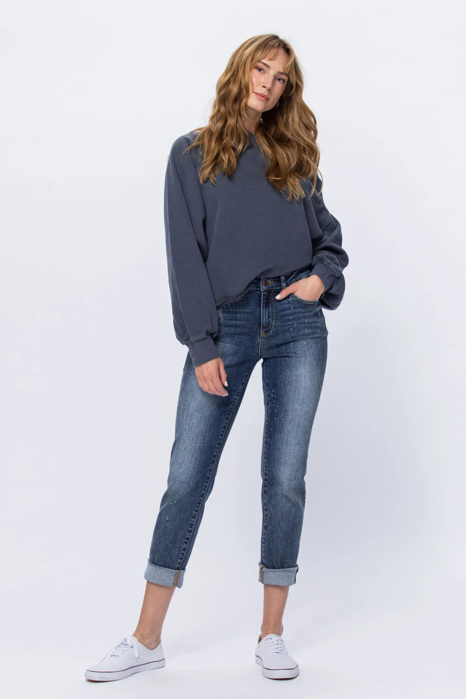 Judy Blue High Rise Bleach Splash Boyfriend jeans