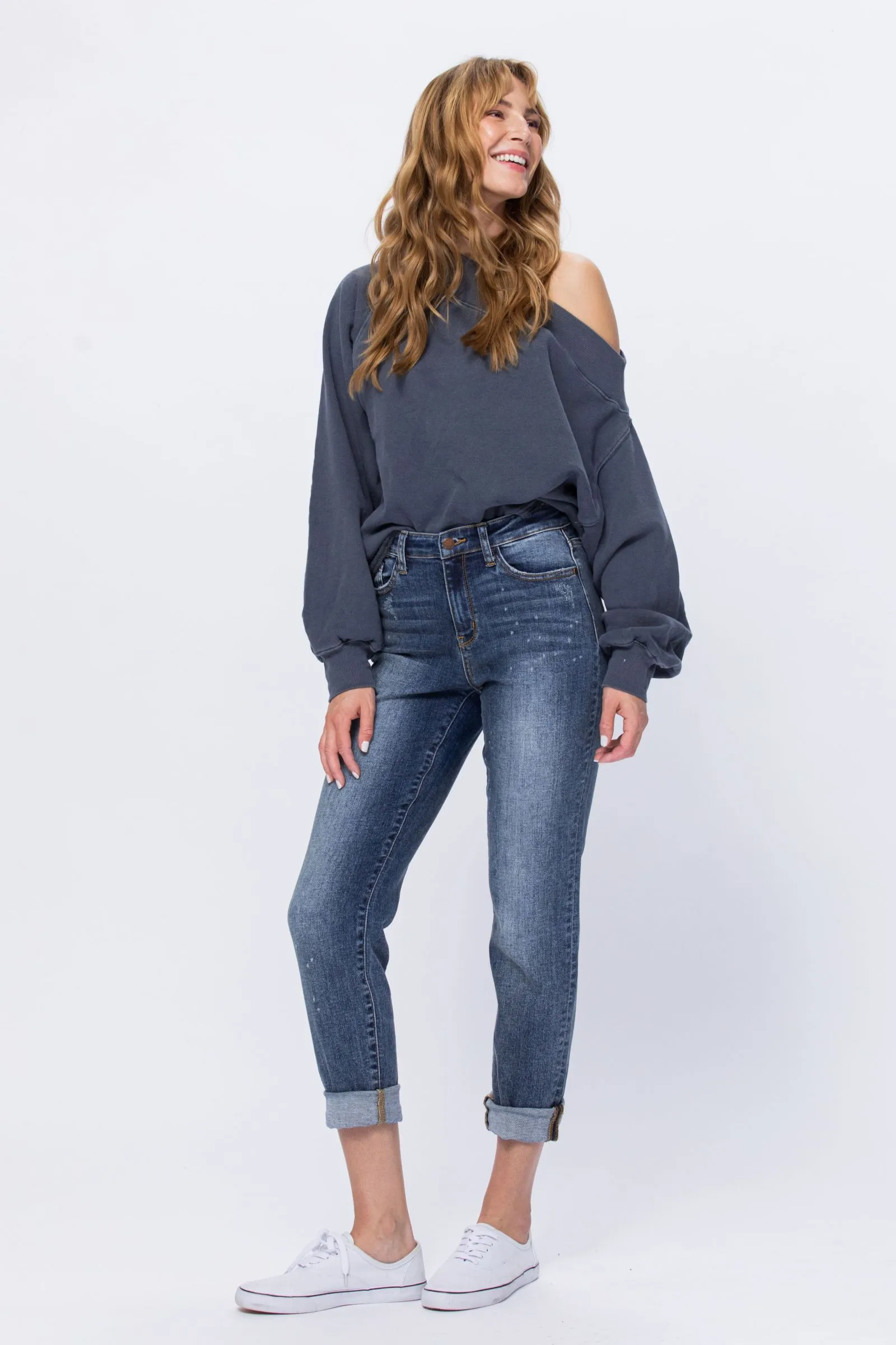 Judy Blue High Rise Bleach Splash Boyfriend jeans