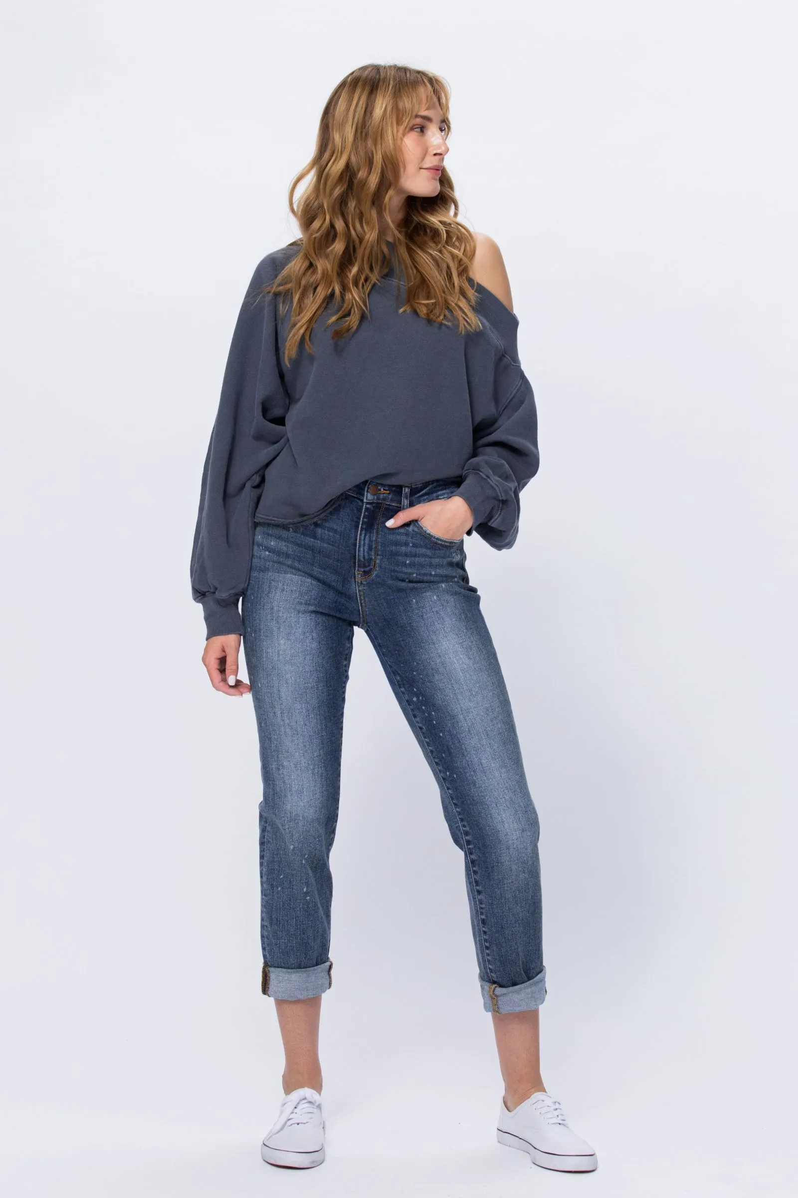 Judy Blue High Rise Bleach Splash Boyfriend jeans