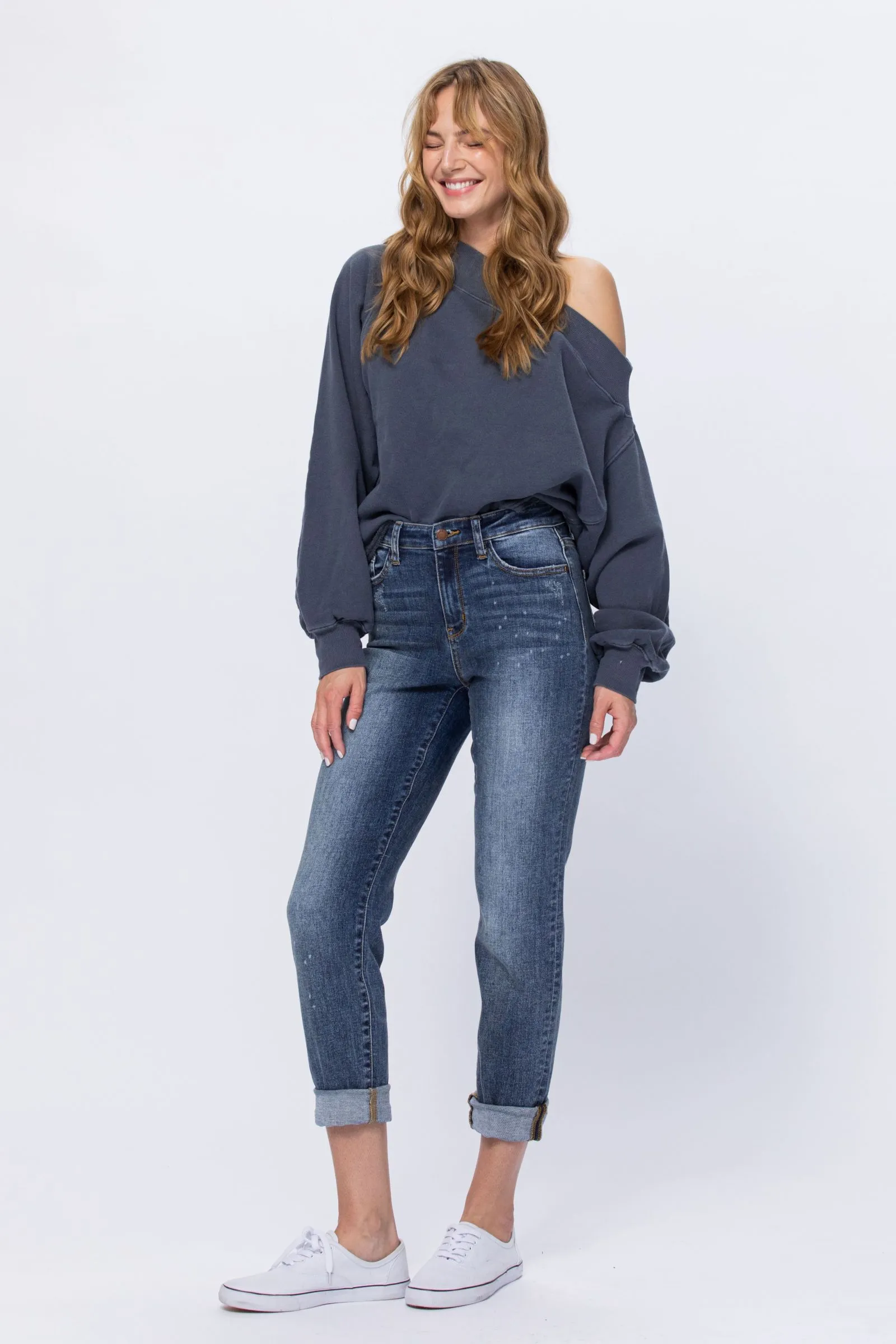 Judy Blue High Rise Bleach Splash Boyfriend jeans