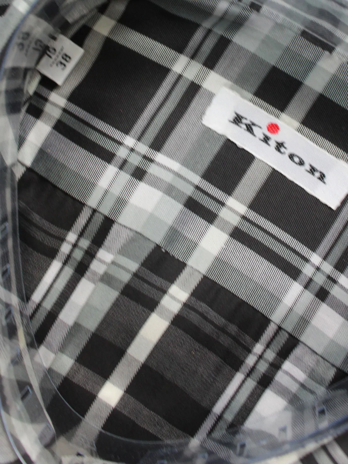 Kiton Sport Shirt Black Plaid 38 - 15 REDUCED SALE