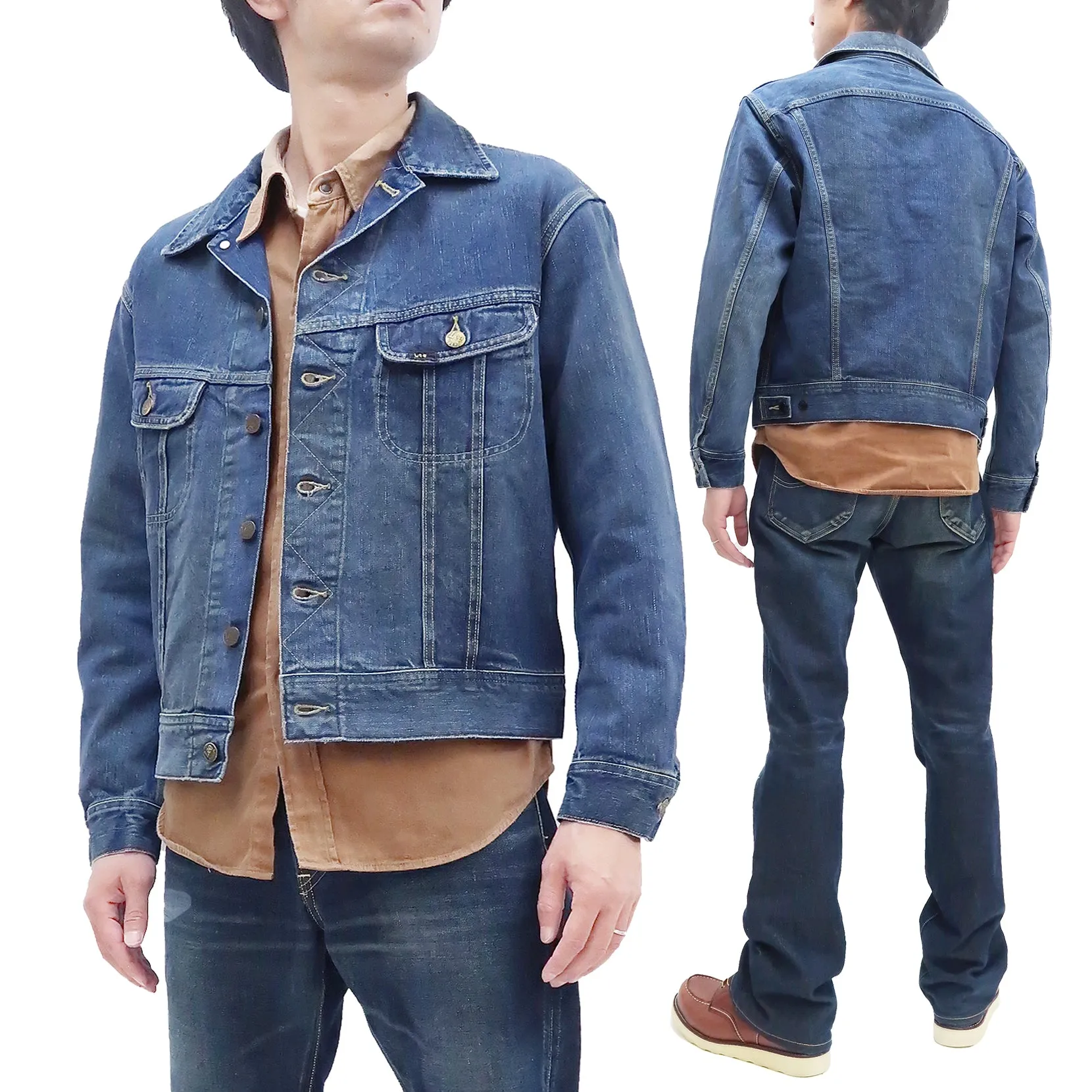 Lee Denim Jacket Men's Repro of Western Cowboy Rider 101J Jacket LM9807 136 Faded-Blue