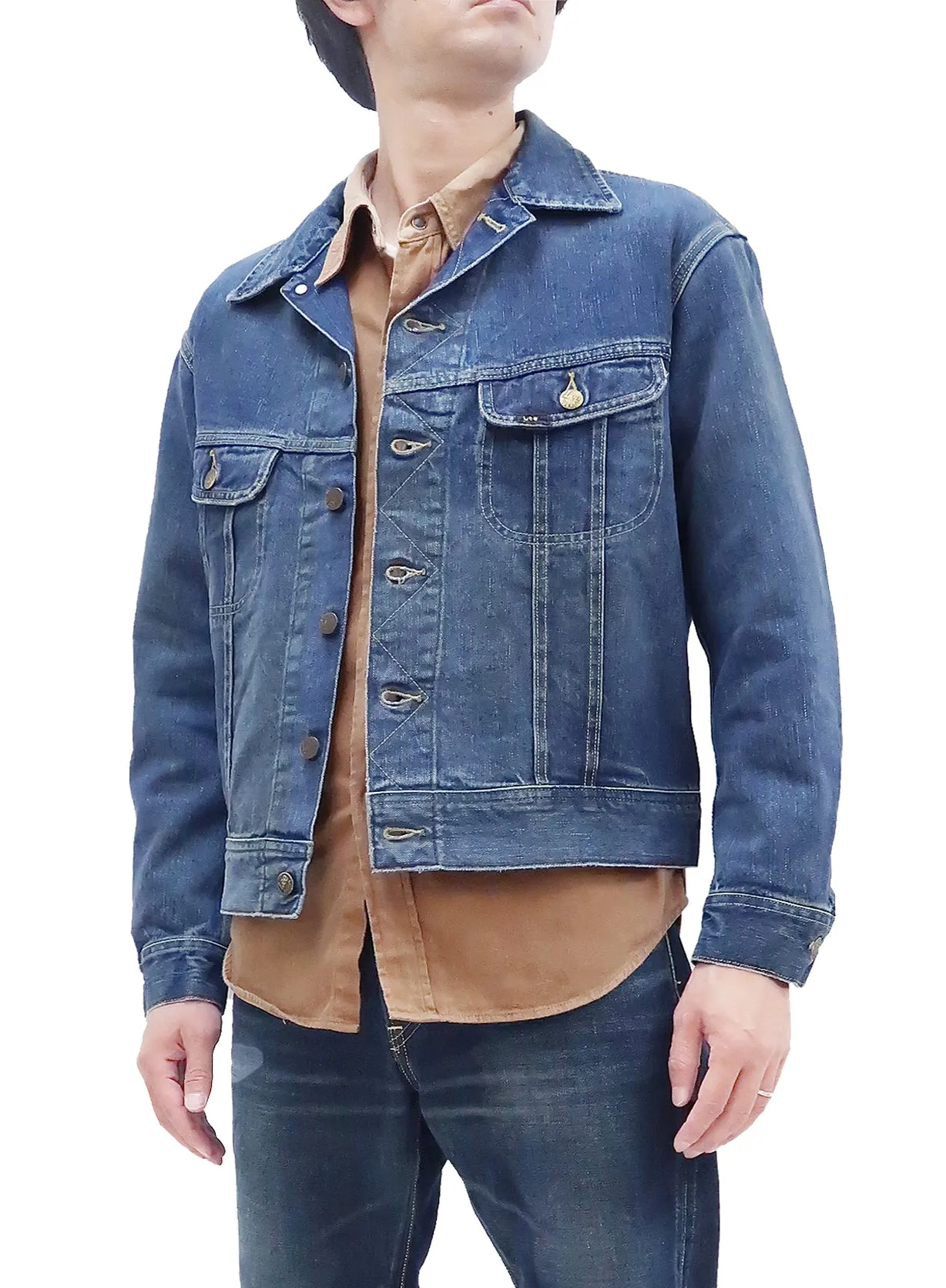 Lee Denim Jacket Men's Repro of Western Cowboy Rider 101J Jacket LM9807 136 Faded-Blue