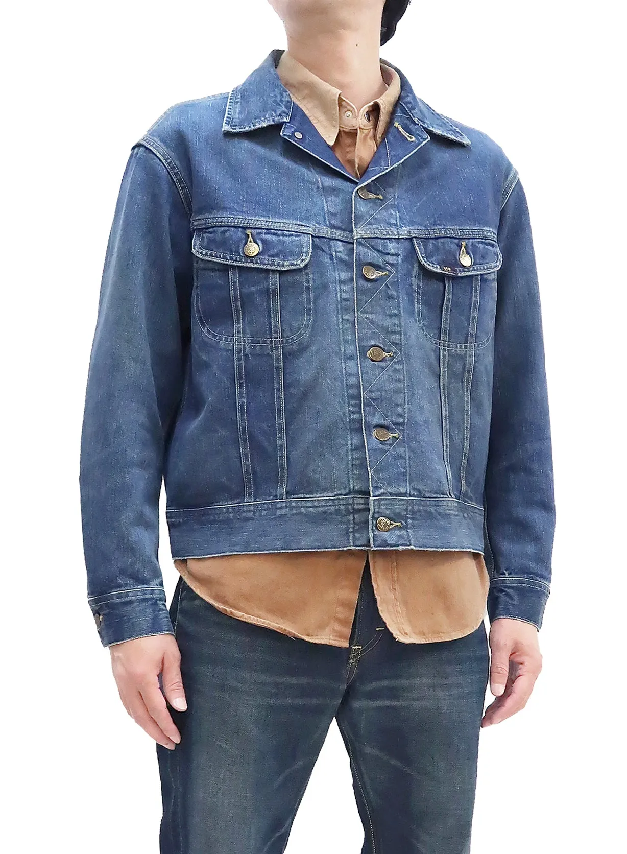 Lee Denim Jacket Men's Repro of Western Cowboy Rider 101J Jacket LM9807 136 Faded-Blue