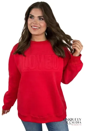 LOVED Red Embossed Sweatshirt