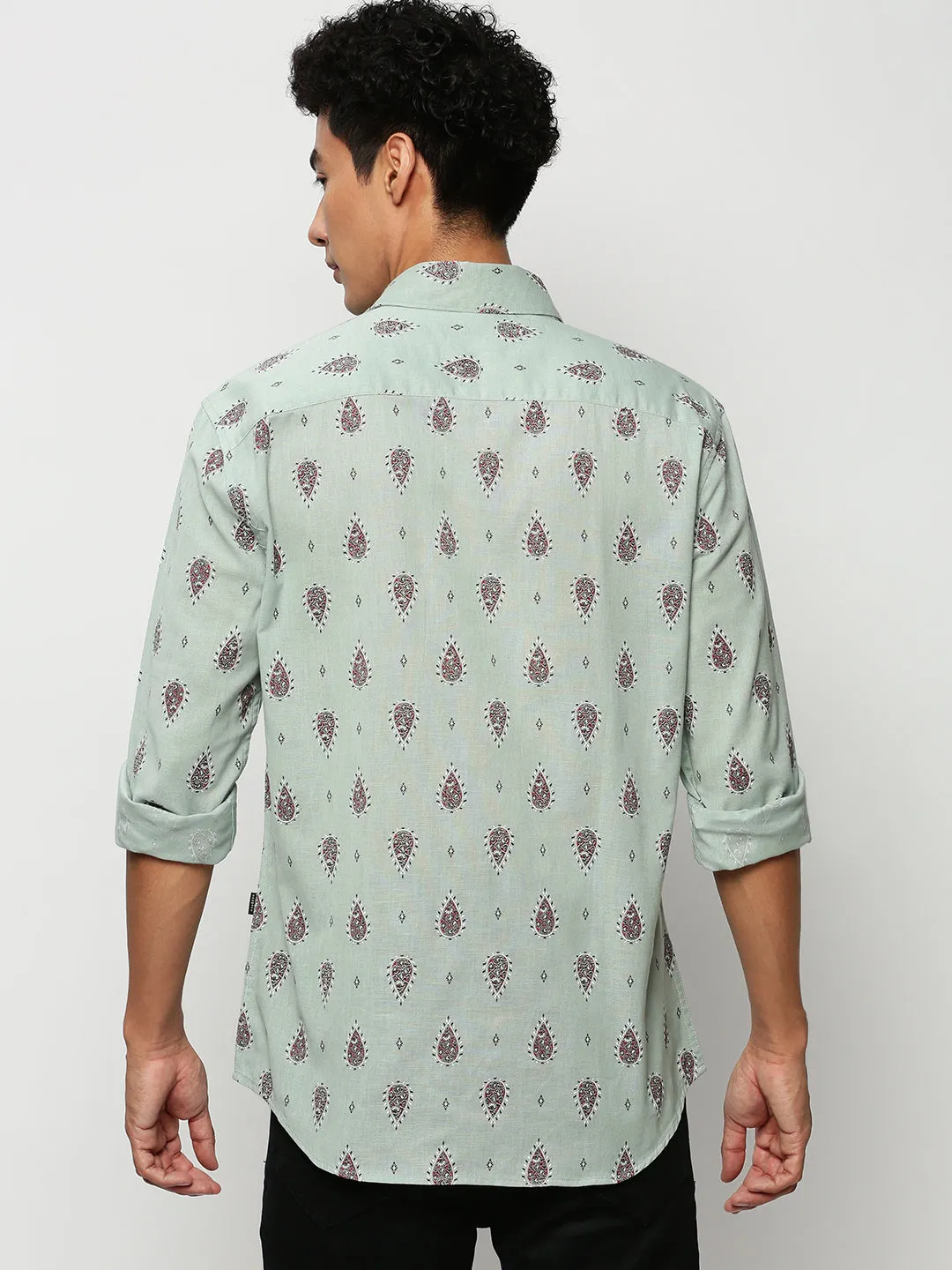 Men Green Printed Casual Casual Shirts