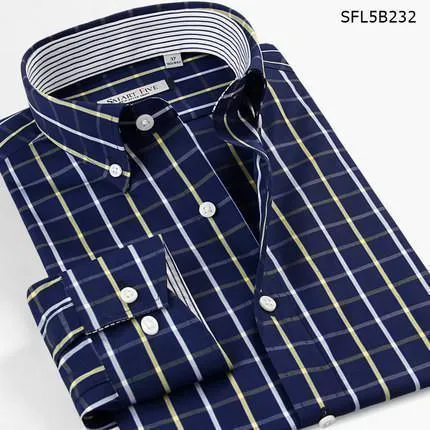 Men's Shirts Long Sleeve Cotton Plaid Shirts