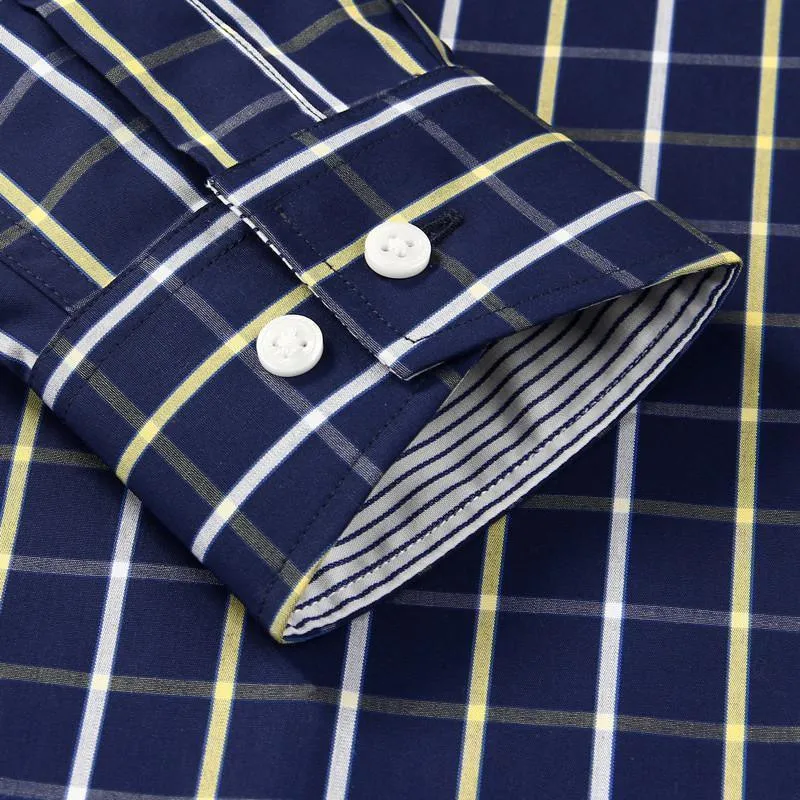 Men's Shirts Long Sleeve Cotton Plaid Shirts