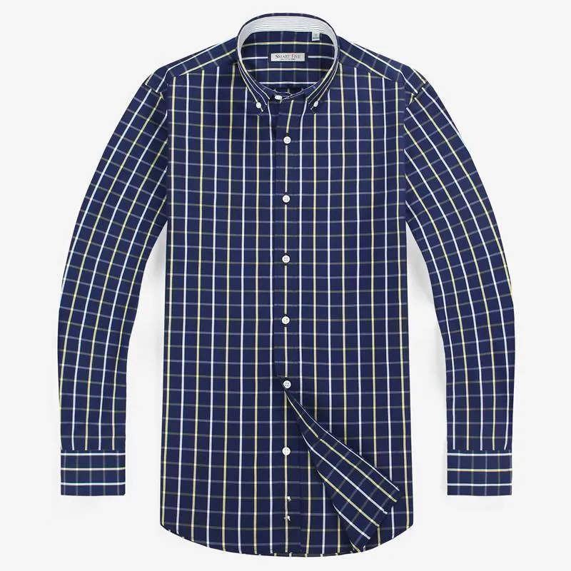 Men's Shirts Long Sleeve Cotton Plaid Shirts