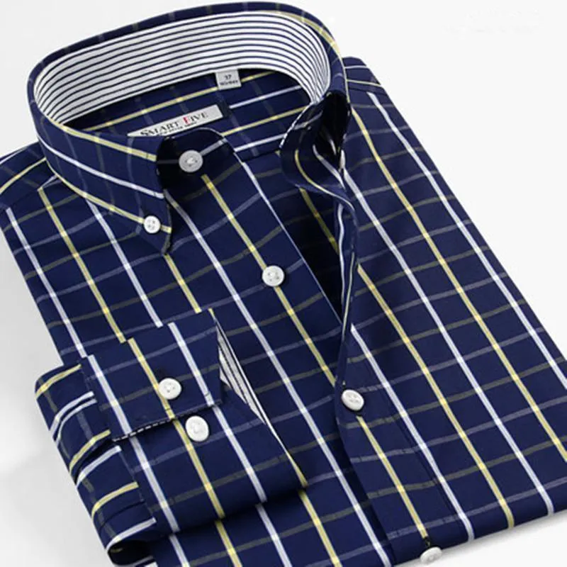 Men's Shirts Long Sleeve Cotton Plaid Shirts