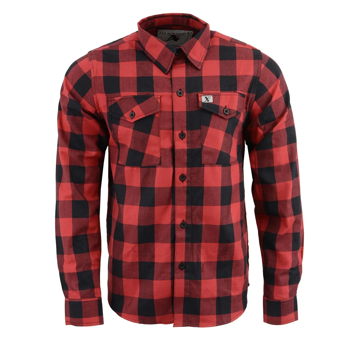 Milwaukee Leather Men's Flannel Plaid Shirt Black and Red Long Sleeve