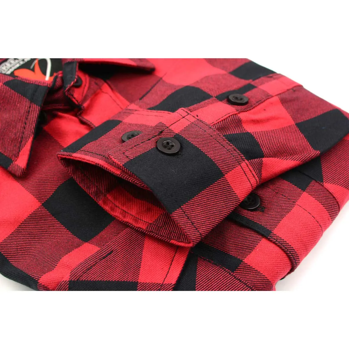 Milwaukee Leather Men's Flannel Plaid Shirt Black and Red Long Sleeve