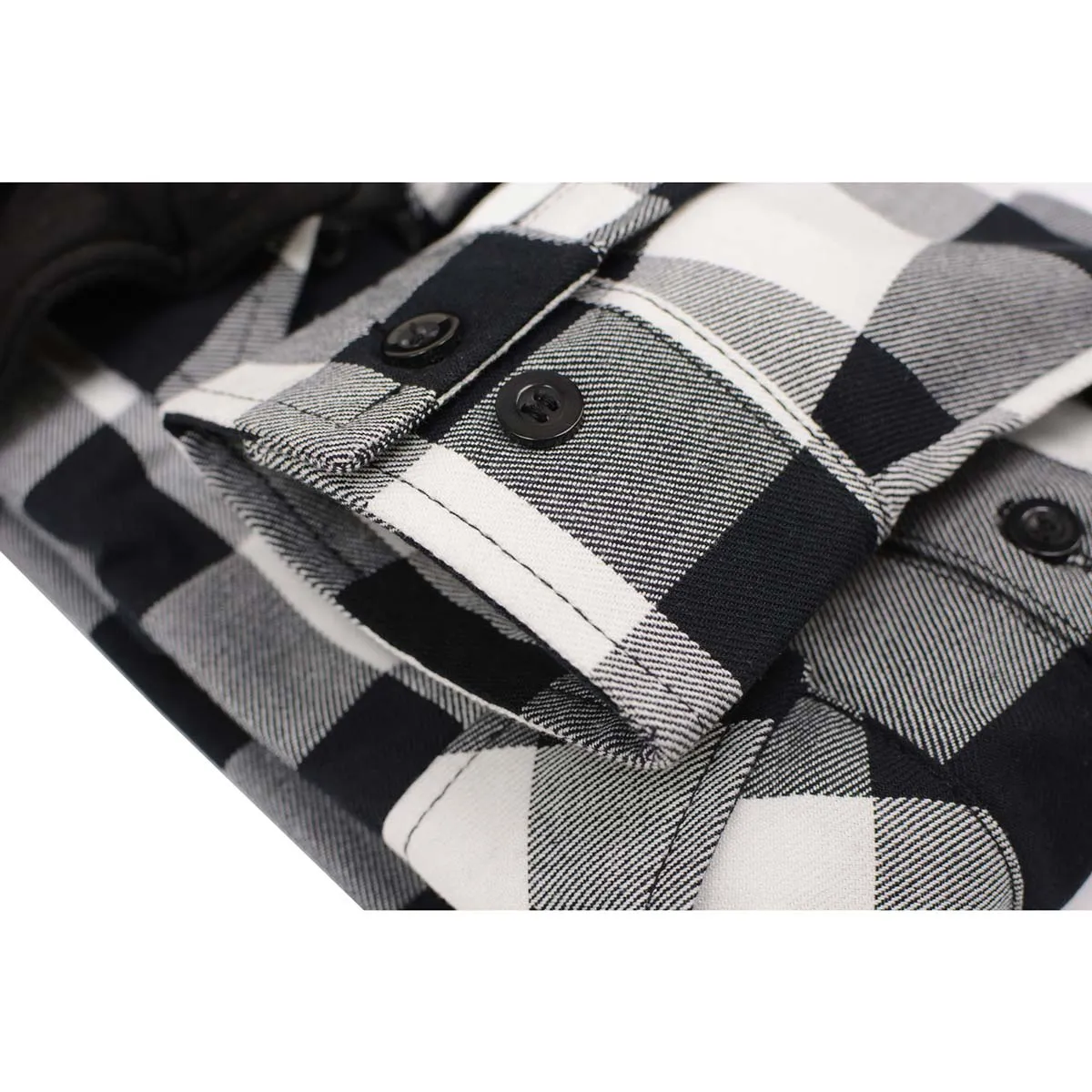 Milwaukee Leather Men's Flannel Plaid Shirt Black and White Long Sleeve Cotton Button Down with Hoodie MNG11629