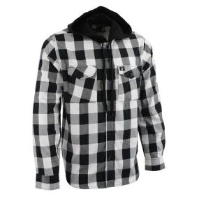 Milwaukee Leather Men's Flannel Plaid Shirt Black and White Long