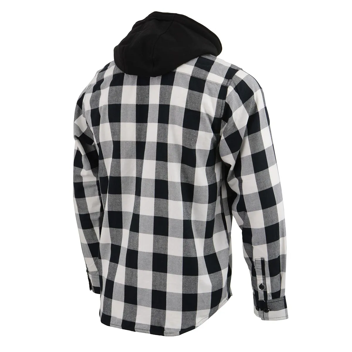 Milwaukee Leather Men's Flannel Plaid Shirt Black and White Long