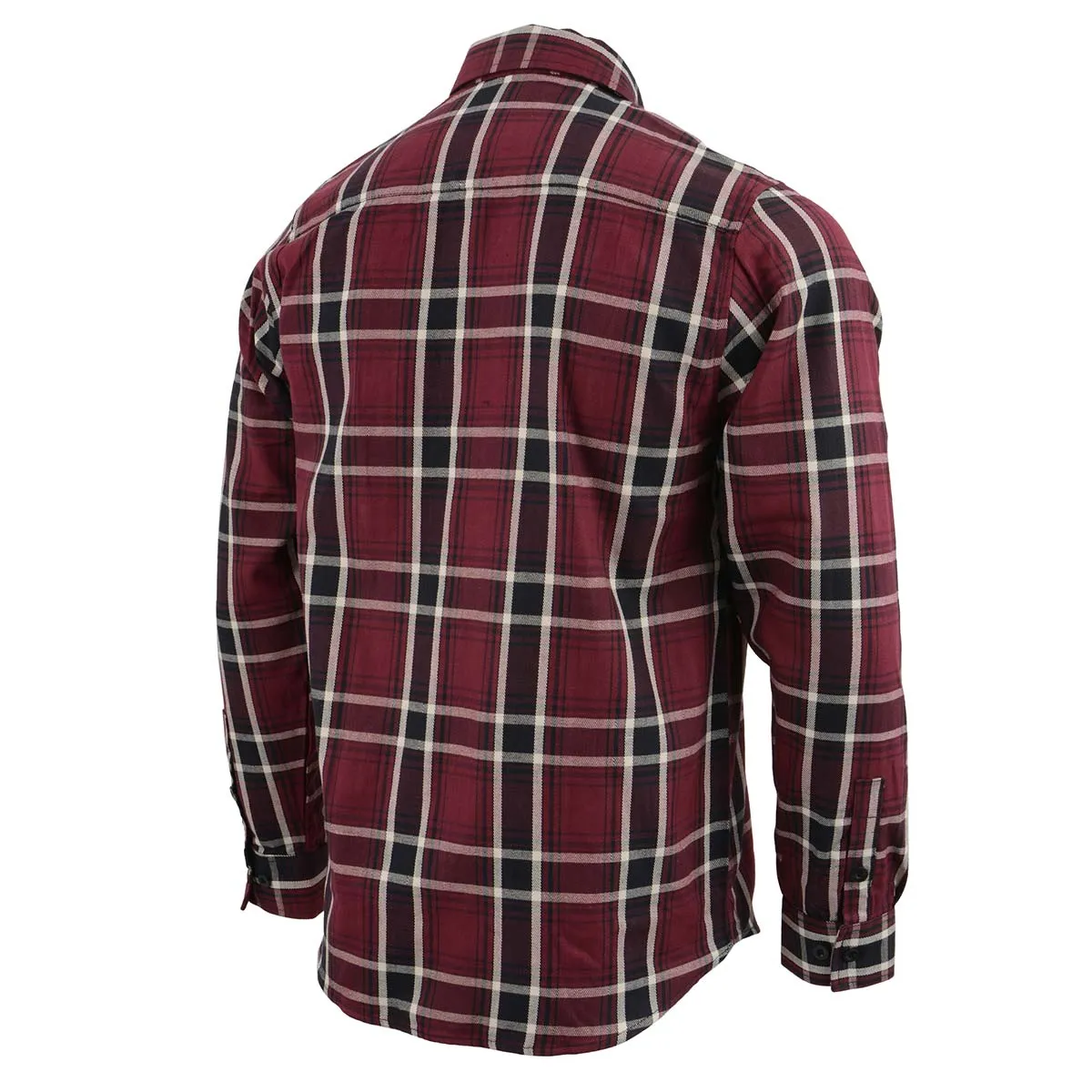 Milwaukee Leather Men's Flannel Plaid Shirt Maroon Black and White