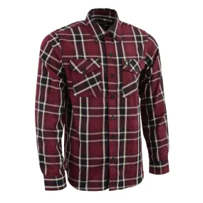 Milwaukee Leather Men's Flannel Plaid Shirt Maroon Black and White