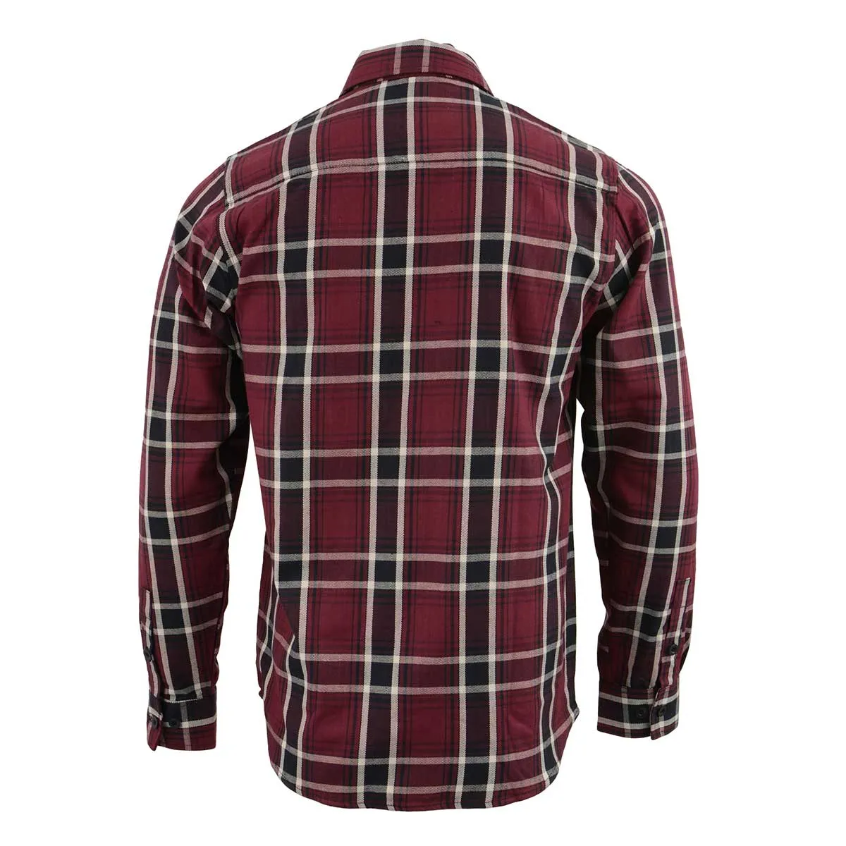 Milwaukee Leather Men's Flannel Plaid Shirt Maroon Black and White