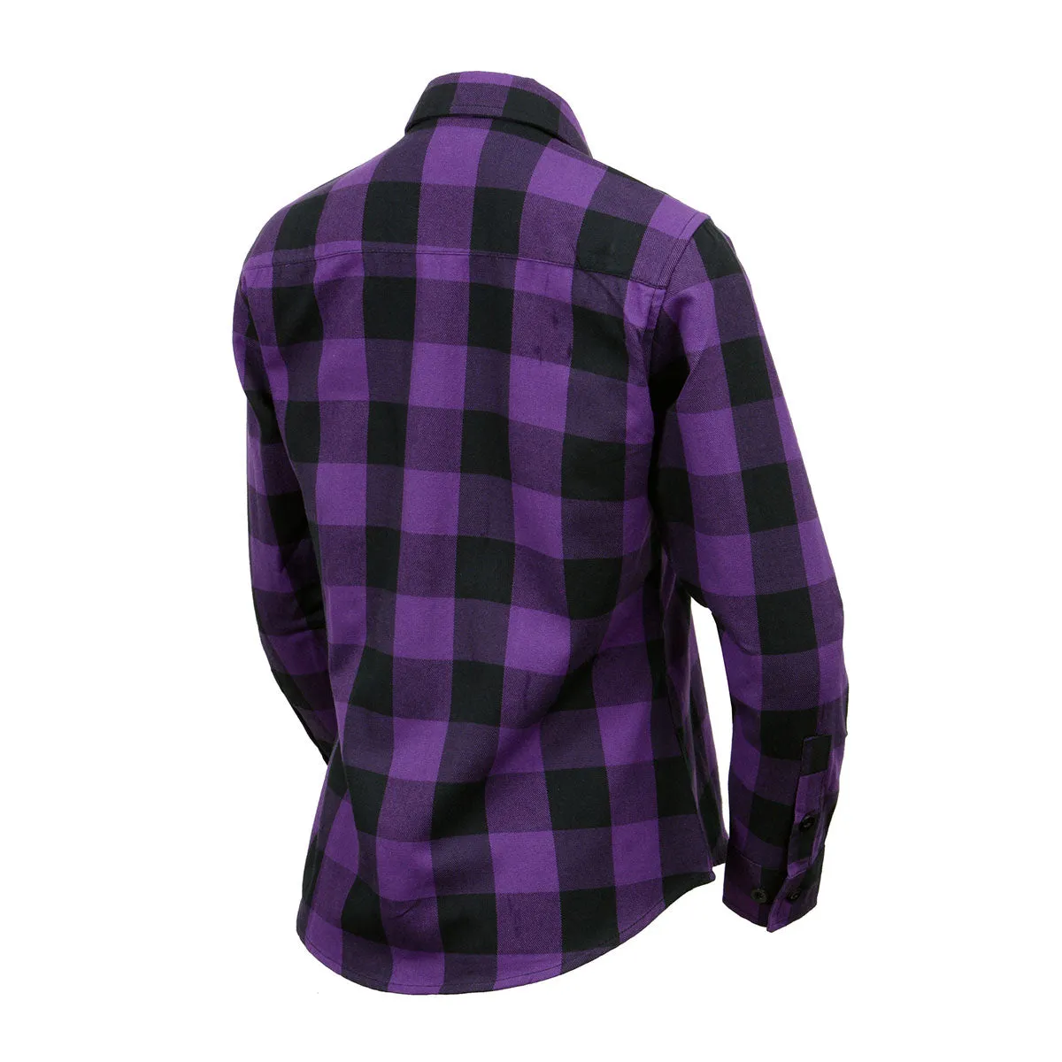 Milwaukee Leather MNG21619 Women's Black and Purple Long Sleeve Cotton Flannel Shirt