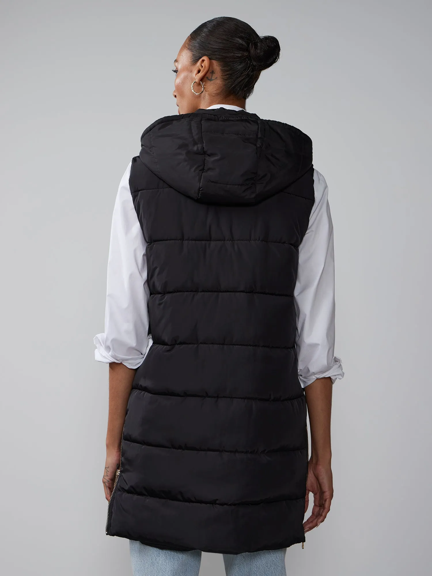 Oversized Hooded Puffer Vest Jacket