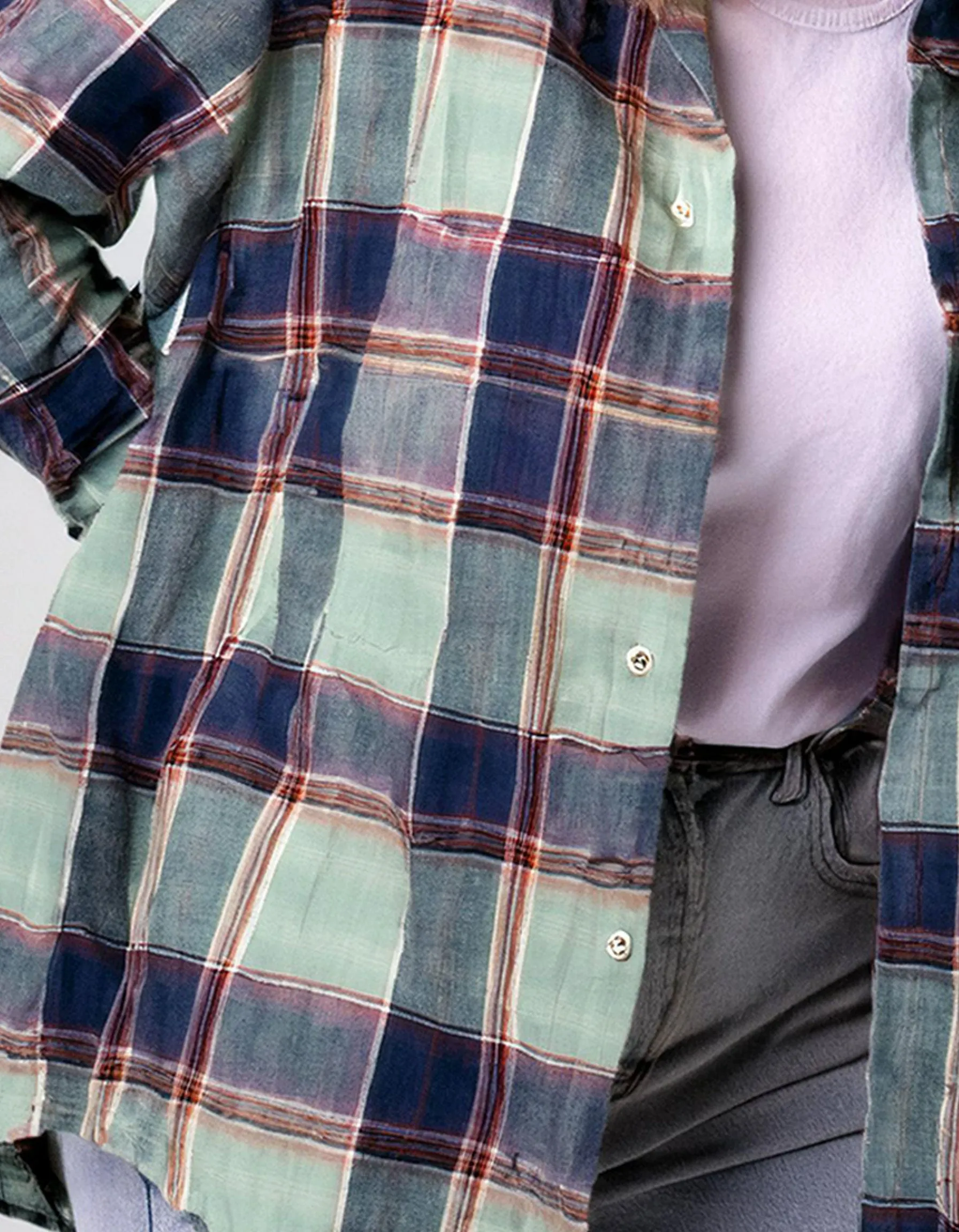 Pastel Plaid Flannel Shirt