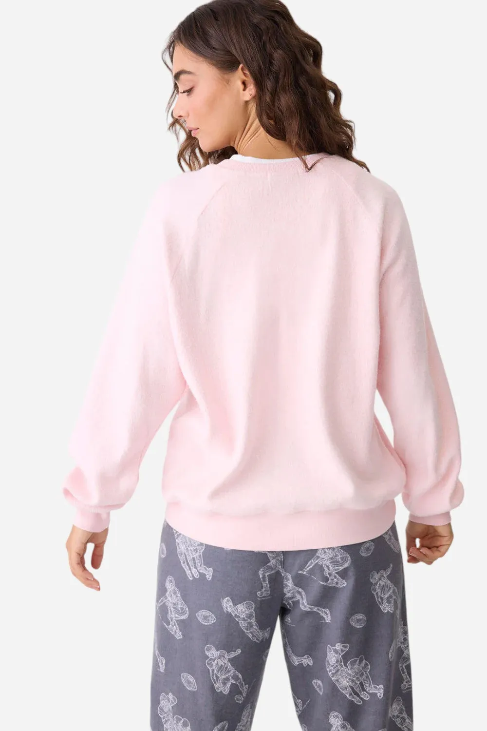 PJ Salvage Long Sleeve Game Day Sweater in Blush