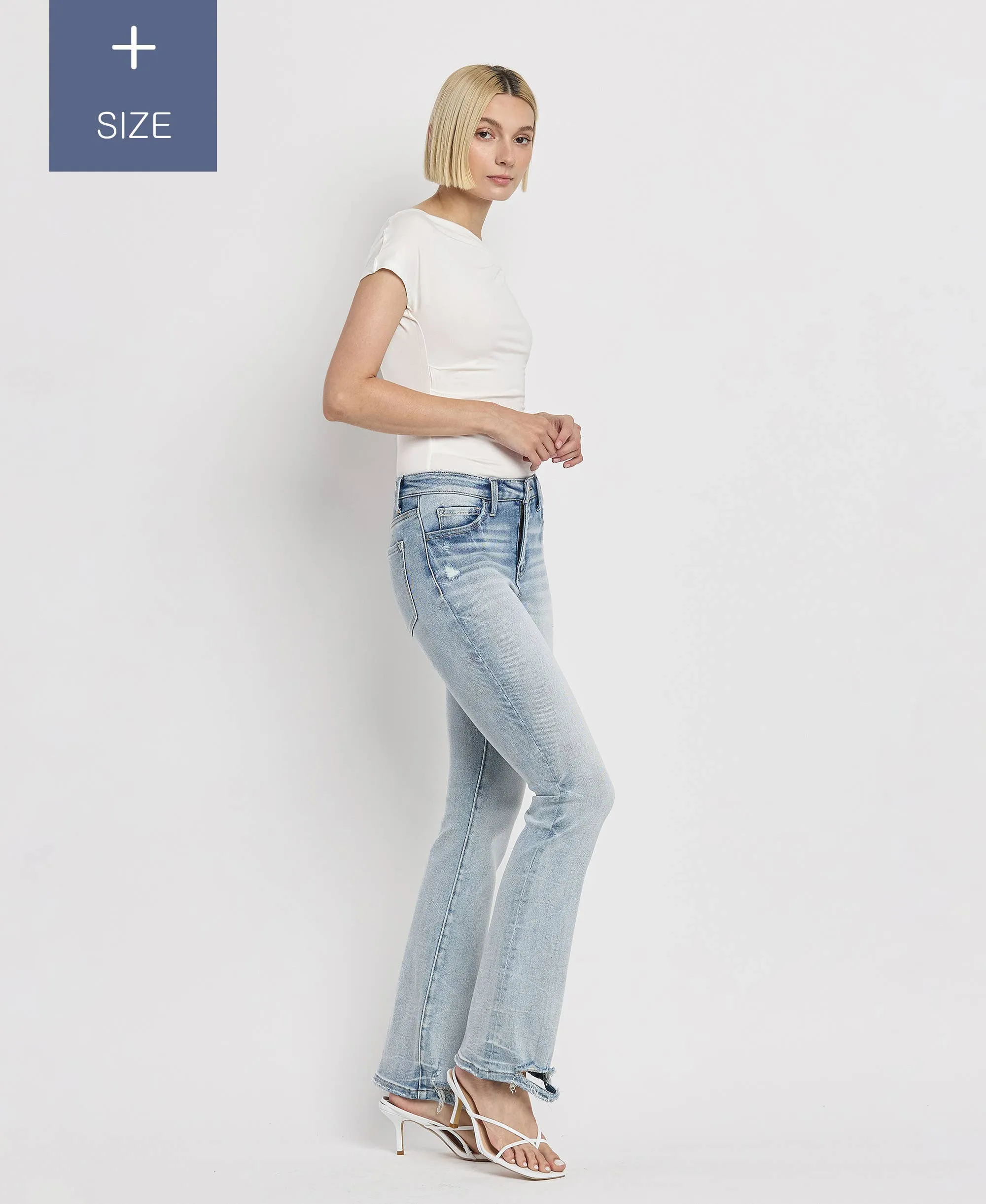 PLUS SIZE TUMMY CONTROL MID RISE BOOTCUT JEANS