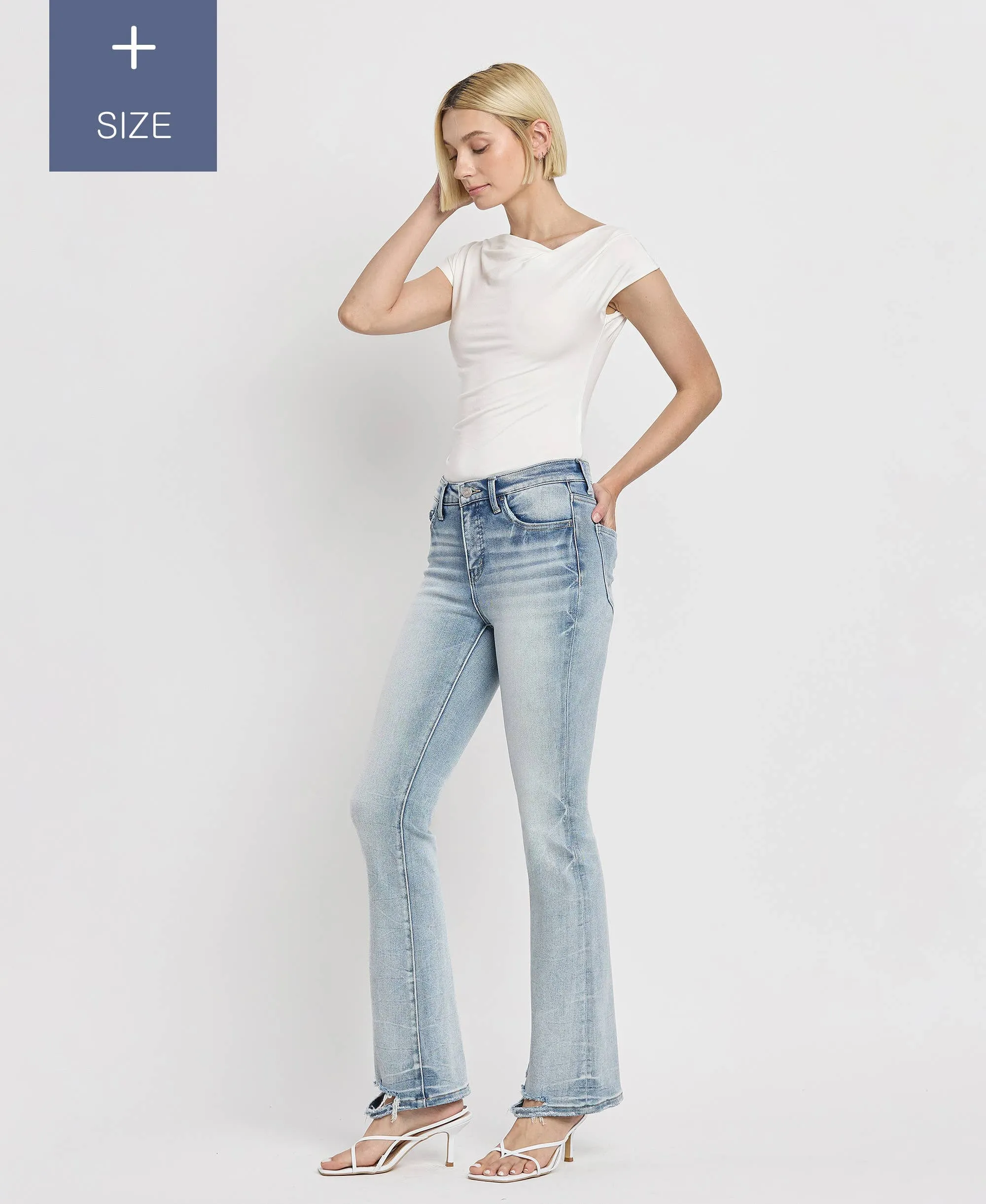 PLUS SIZE TUMMY CONTROL MID RISE BOOTCUT JEANS