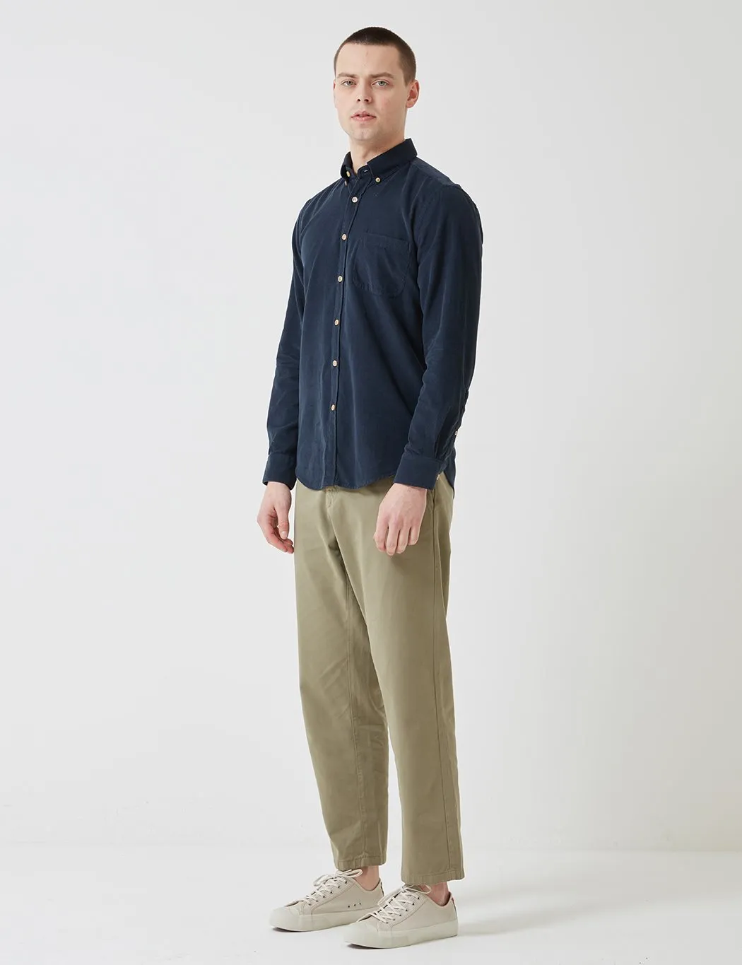 Portuguese Flannel Lobo Shirt (Cord) - Navy Blue