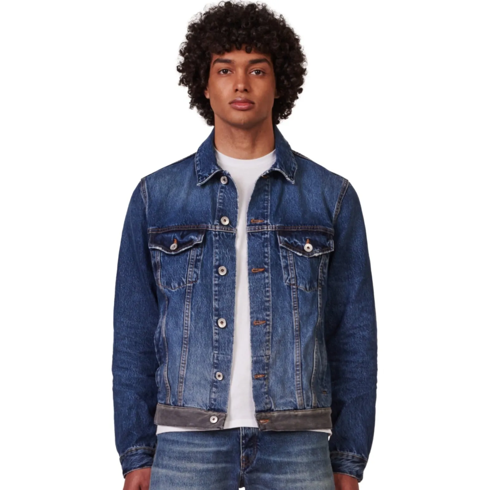 Purple Brand Washed Indigo & Frayed Framis Fray Jacket