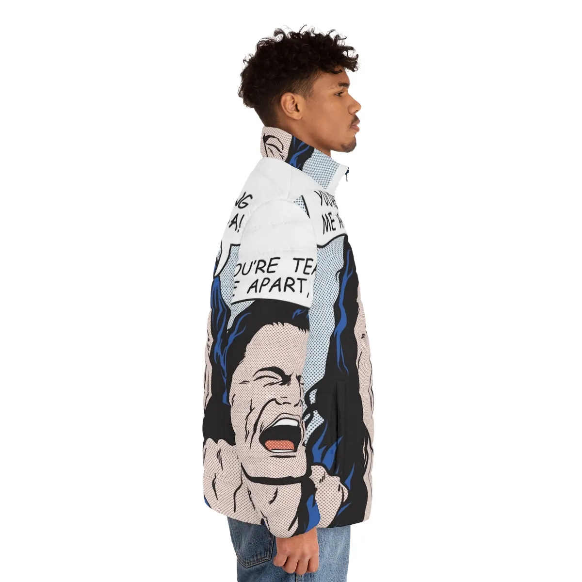 "You're Tearing Me Apart Lisa" Puffer Jacket - Pop Culture Inspired Outerwear